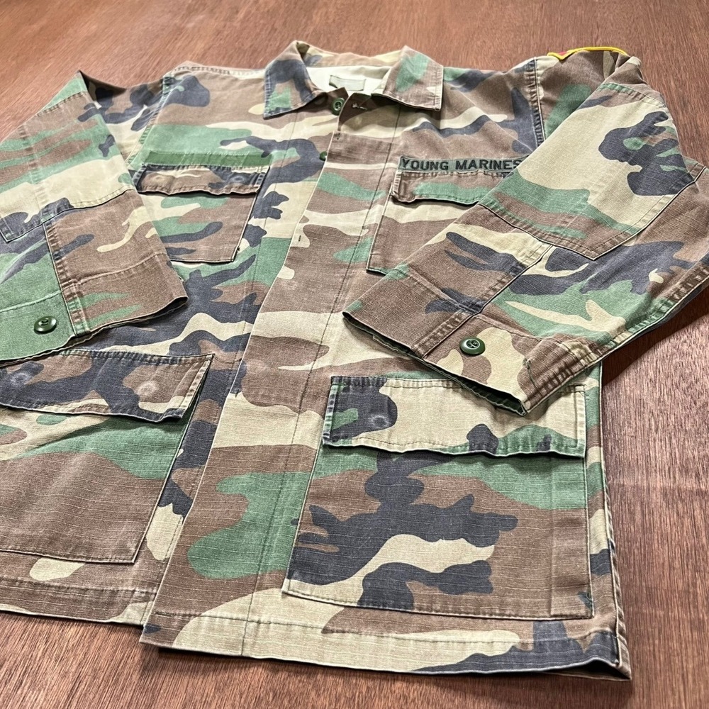 Atlanco Young Marines Woodland Camo Field Jacket Small Regular Big D Patch BDU - Picture 5 of 11
